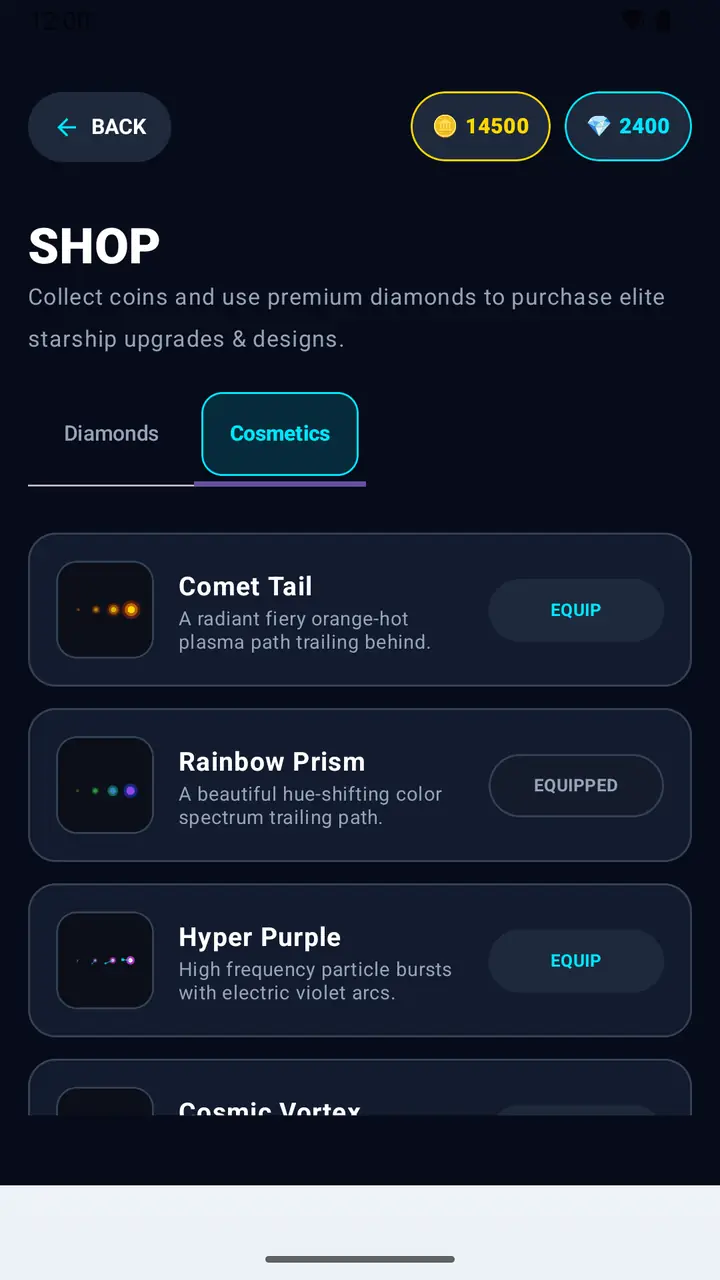 Orbit Jumper trails: Comet Tail, Rainbow Prism and Hyper Purple
